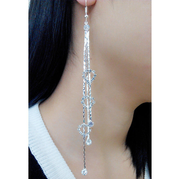 Exaggerated Crystal Tassels Party Earrings - Oh Yours Fashion - 1