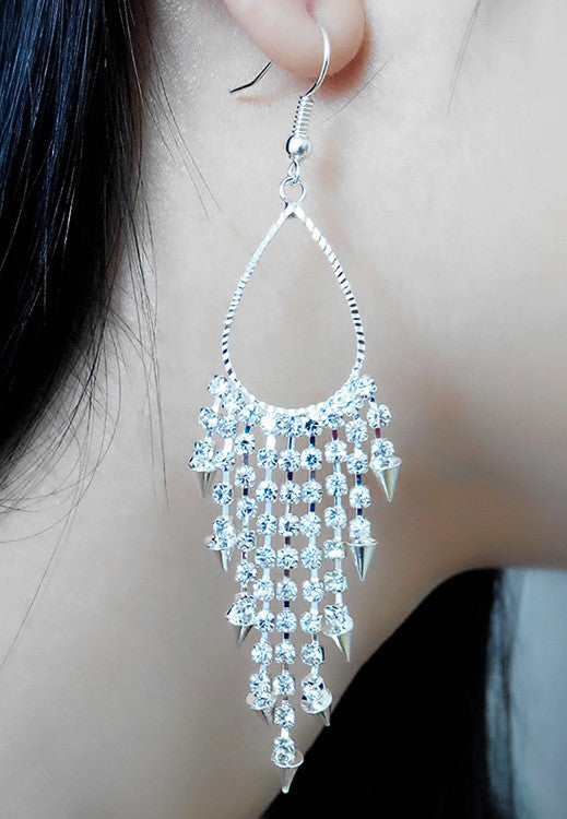 Exaggerated Crystal Tassels Party Earrings - Oh Yours Fashion - 13