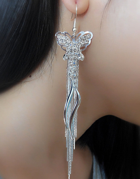 Exaggerated Crystal Tassels Party Earrings - Oh Yours Fashion - 18