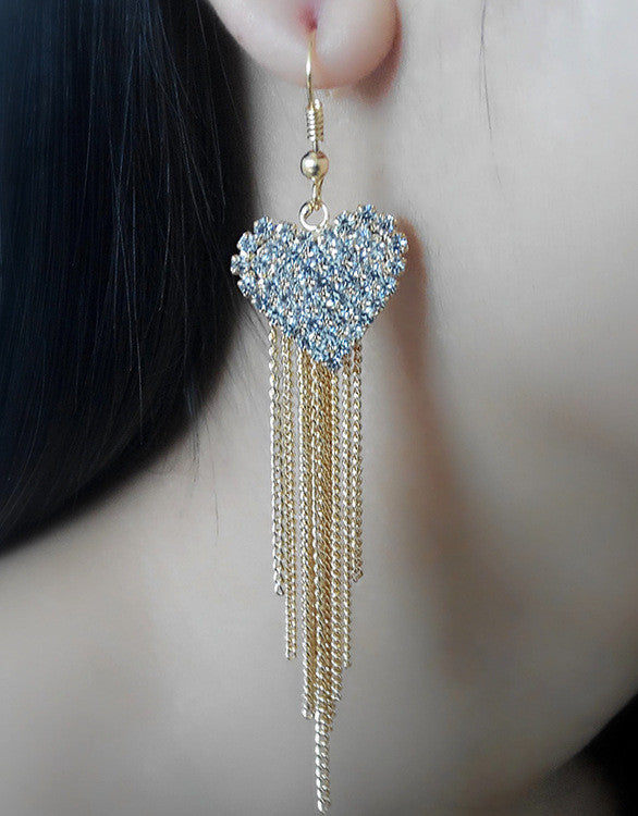 Exaggerated Crystal Tassels Party Earrings - Oh Yours Fashion - 38