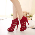 Summer Open Toe Hollow Ankle High Heel Roman Pumps Sandals - OhYoursFashion - 4