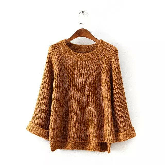 Knitting Bell Sleeve Thick Sweater - Oh Yours Fashion - 5