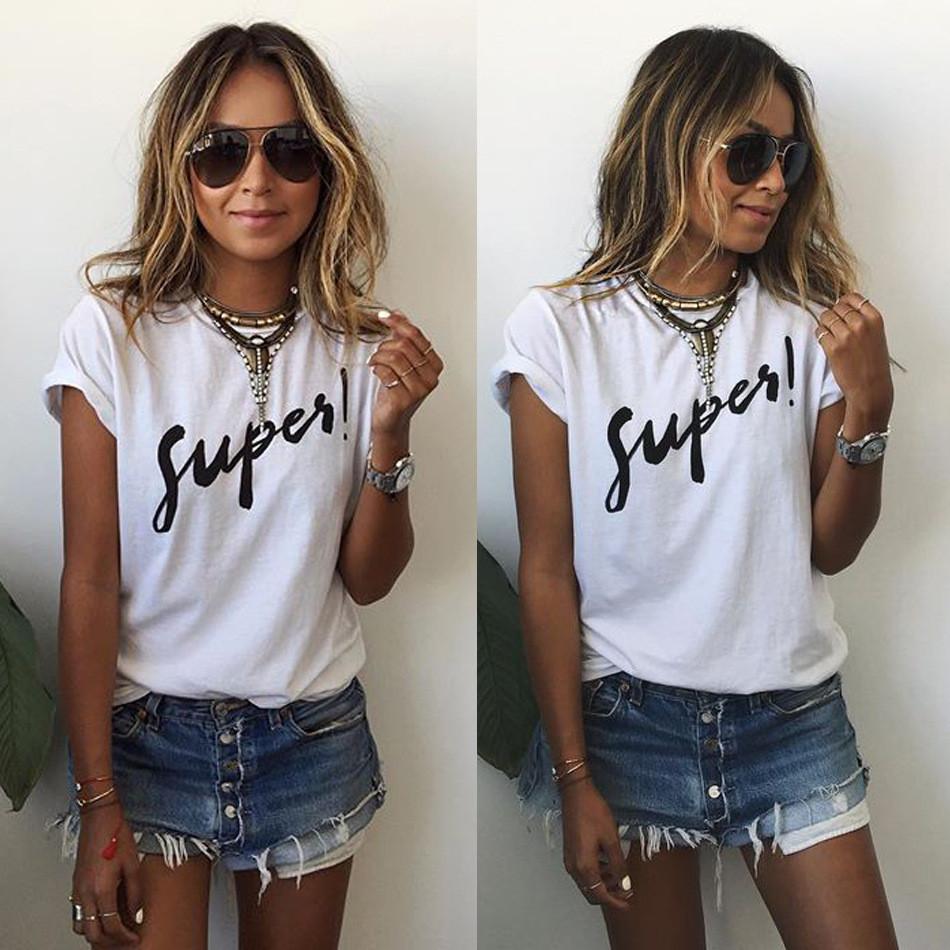 Short Sleeves Letter Print Scoop Casual T-shirt - OhYoursFashion - 1