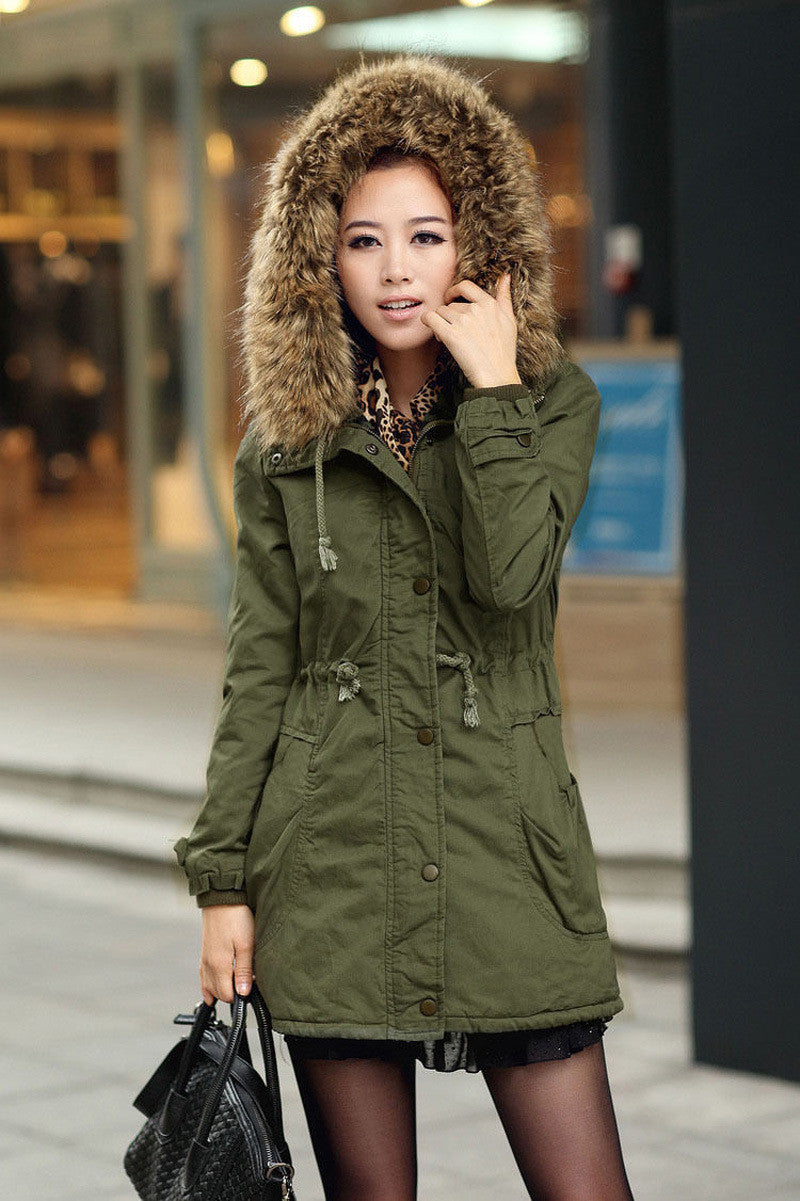 Faux Fur Collar Long Winter Hooded Coat - Oh Yours Fashion - 8