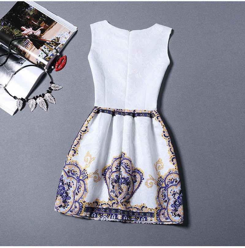 Elegant Vintage Flower Print Sleeveless Mini Tank Dress - OhYoursFashion - 9