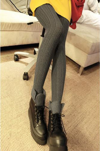 Jacquard Trample Feet Socks Pure Color Slim Warm Tights Legging - Oh Yours Fashion - 2