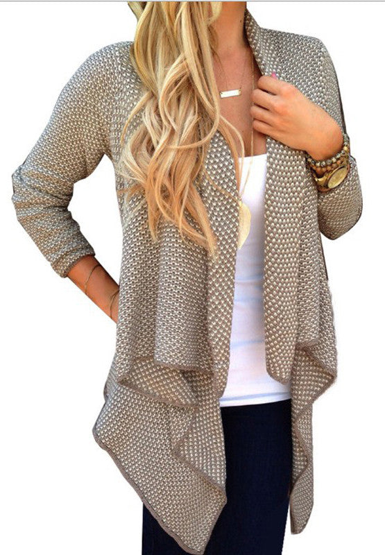 Cardigan Knit Asymmetric Lapel Loose Sweater - Oh Yours Fashion - 2