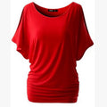 Pure Color Bat-wing Sleeves Scoop Bodycon Sexy T-shirt - Oh Yours Fashion - 7