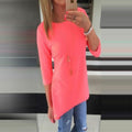 Candy Color 3/4 Sleeve Scoop Irregular T-shirt - Oh Yours Fashion - 6