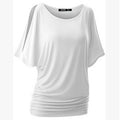 Pure Color Bat-wing Sleeves Scoop Bodycon Sexy T-shirt - Oh Yours Fashion - 3