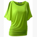 Pure Color Bat-wing Sleeves Scoop Bodycon Sexy T-shirt - Oh Yours Fashion - 4