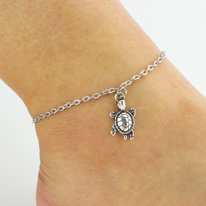Cute Little Turtle Pendant Silver Anklet - Oh Yours Fashion - 1