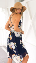 Flower Spaghetti Strap Sleeveless Irregular Knee-Length Dress - Oh Yours Fashion - 4