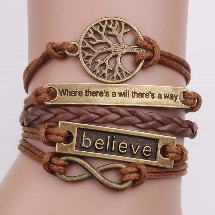 Tree Of Life Multilayer Woven Brown Bracelet - Oh Yours Fashion - 1