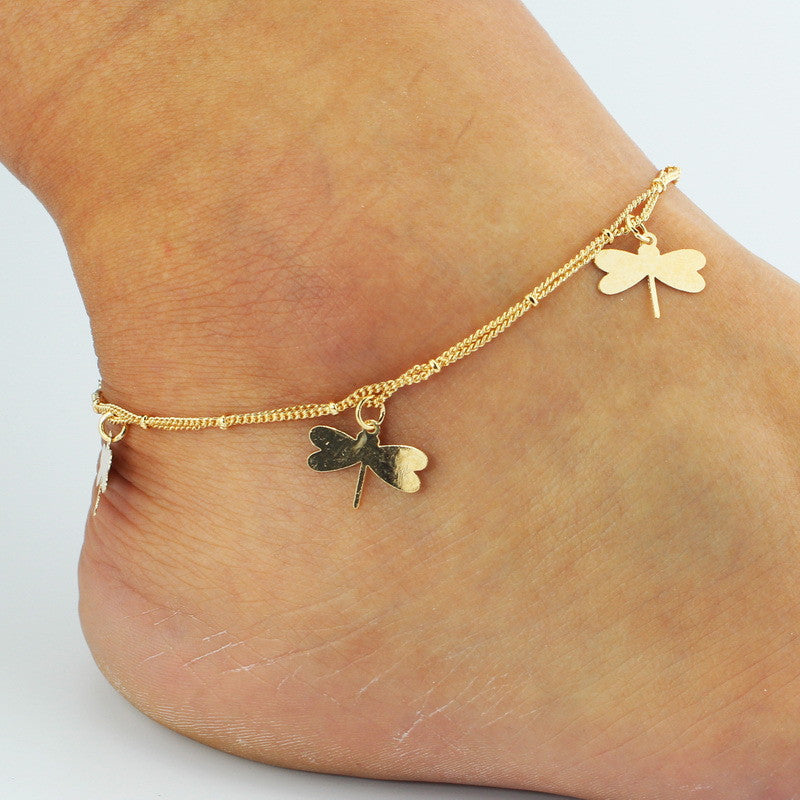 Dragonfly Bell Double Layer Anklet - Oh Yours Fashion - 1