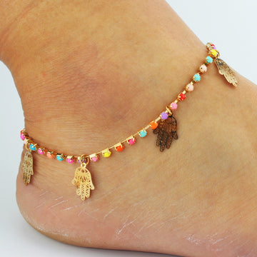 Colorful Crystal Hands Women's Anklet - Oh Yours Fashion - 1
