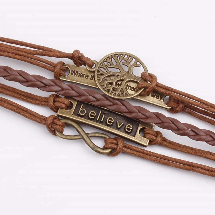 Tree Of Life Multilayer Woven Brown Bracelet - Oh Yours Fashion - 1