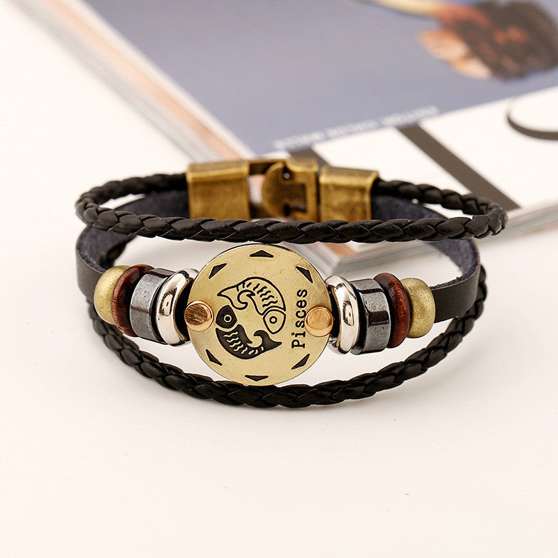 Pisces Constellation Leather Bracelet - Oh Yours Fashion - 4