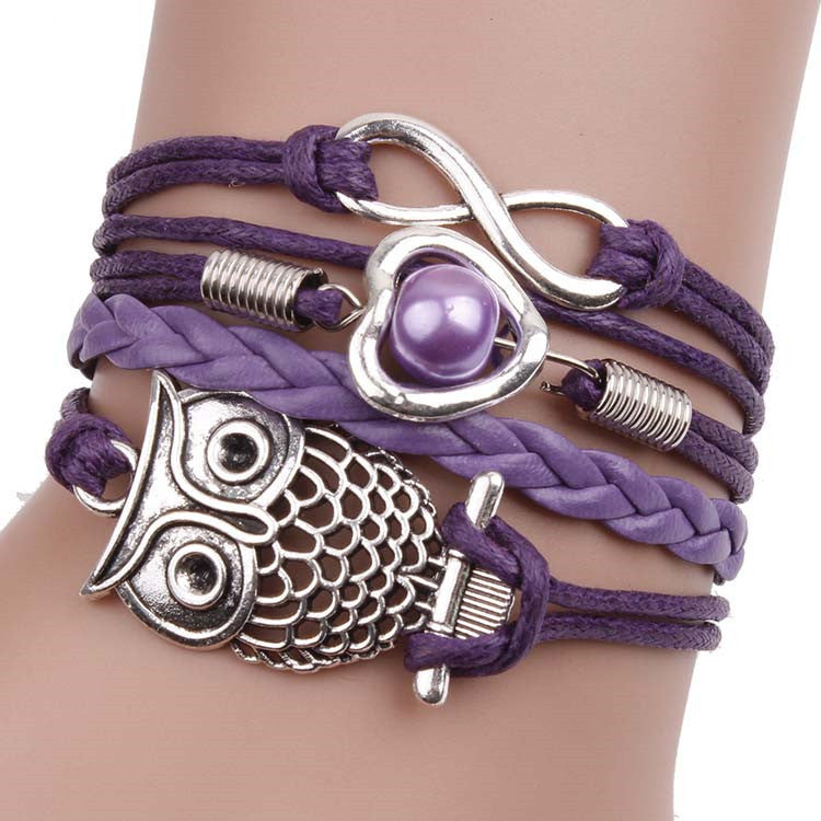 Hollow Out Owl Multilayers Leather Cord Bracelet - Oh Yours Fashion - 2