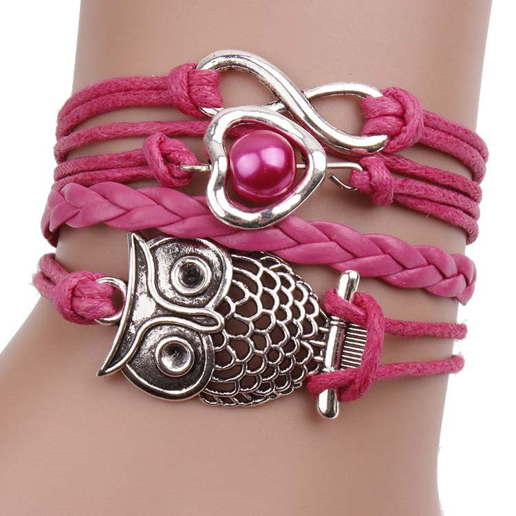 Hollow Out Owl Multilayers Leather Cord Bracelet - Oh Yours Fashion - 4