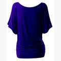 Pure Color Bat-wing Sleeves Scoop Bodycon Sexy T-shirt - Oh Yours Fashion - 6