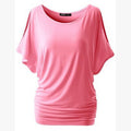 Pure Color Bat-wing Sleeves Scoop Bodycon Sexy T-shirt - Oh Yours Fashion - 8