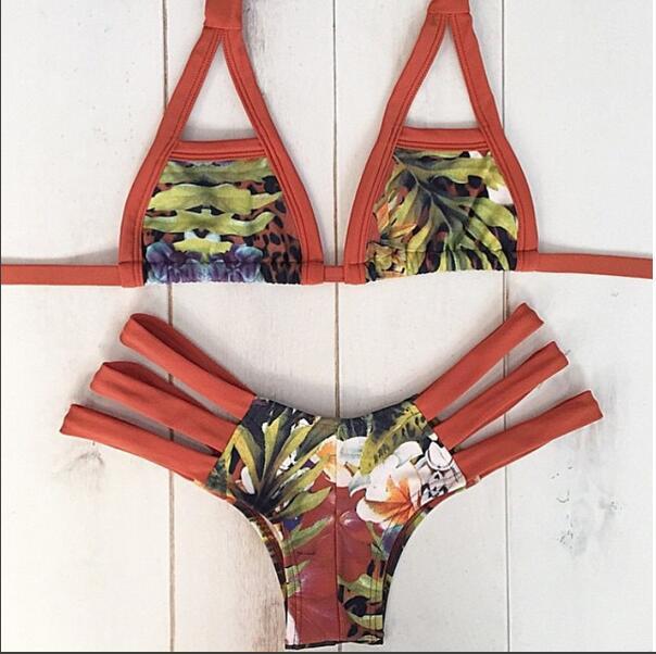 Cut Out Spaghetti Strap Low Waist Bikini Set Swimwear - OhYoursFashion - 1