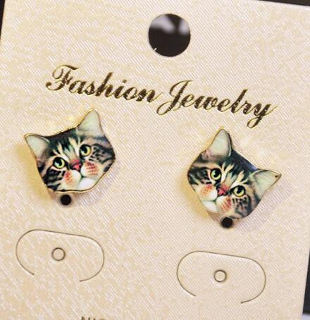 Korea Style Cute Cat Face Earrings - Oh Yours Fashion - 1