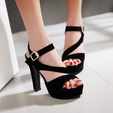 Fashion High Heels Suede Platform Prom Party Sandals - OhYoursFashion - 1