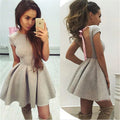 Scoop Solid High-waist Pleated Short Dress - Oh Yours Fashion - 1
