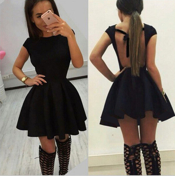 Scoop Solid High-waist Pleated Short Dress - Oh Yours Fashion - 3