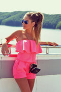 Sexy Pure Candy Color Patchwork British Style Strapless Jumpsuits - OhYoursFashion - 3