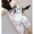 Flower Print Plus Size T-shirt with Shorts Casual Sport Suits - OhYoursFashion - 3