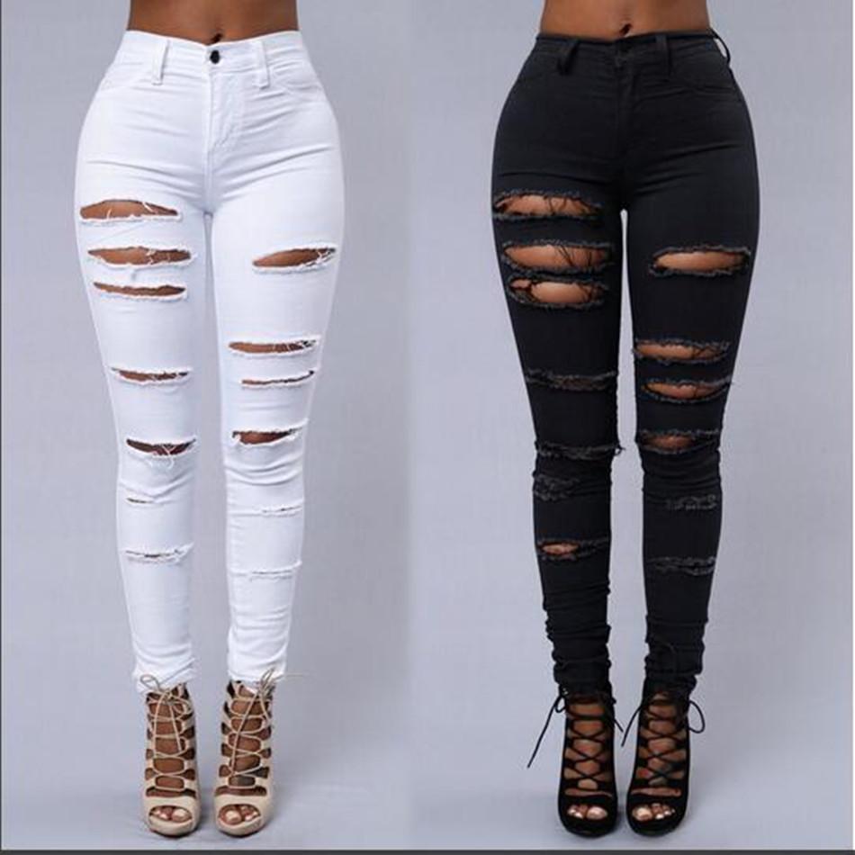 Beggar Ripped Street Straight Elastic Slim Plus Size Jeans - OhYoursFashion - 2
