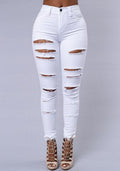 Beggar Ripped Street Straight Elastic Slim Plus Size Jeans - OhYoursFashion - 1