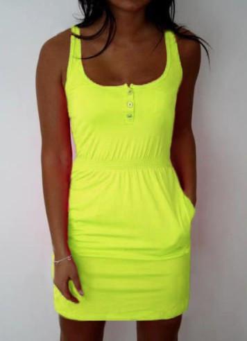 Sleeveless Scoop A-line Bodycon Sexy Pure Color Dress - OhYoursFashion - 6