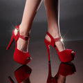 Shinning Rhinestone Open Toe Stiletto Pumps High Heel Sandals - OhYoursFashion - 4