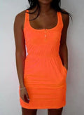 Sleeveless Scoop A-line Bodycon Sexy Pure Color Dress - OhYoursFashion - 4