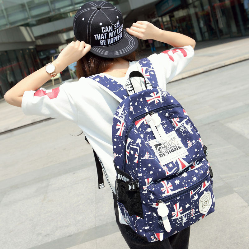 British Simple Students Words Printed Travel Backpack - Oh Yours Fashion - 1