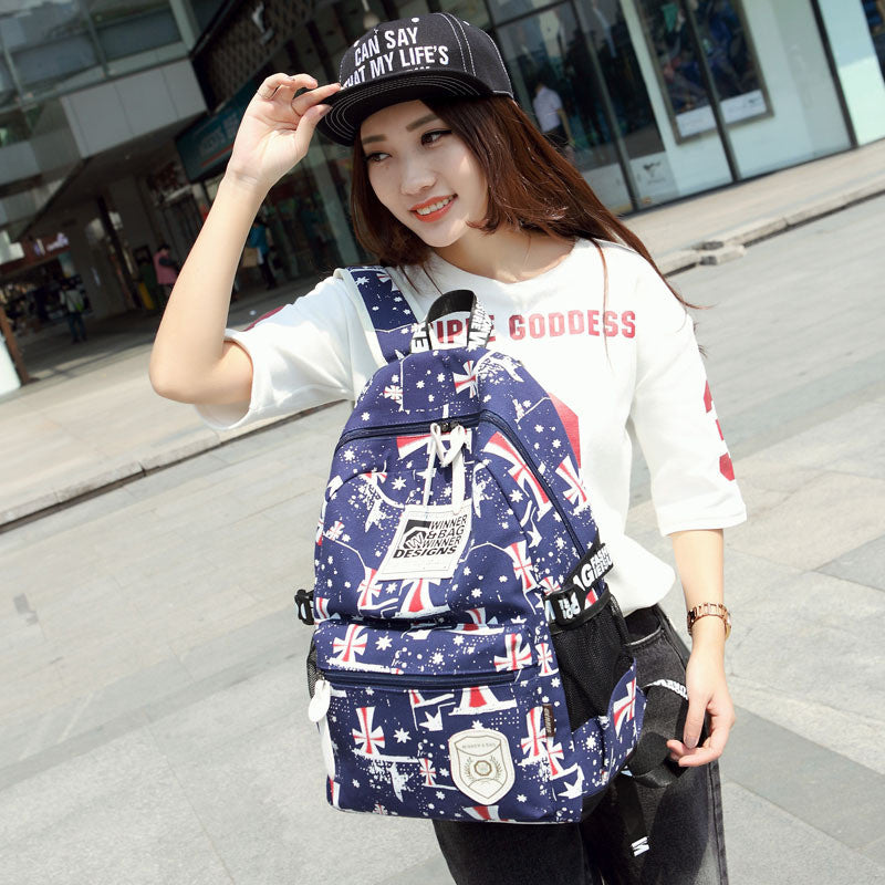 British Simple Students Words Printed Travel Backpack - Oh Yours Fashion - 5