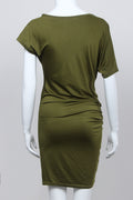 Asymmetric Short Sleeve Pure Color Sexy Bodycon Short Dress - Oh Yours Fashion - 8