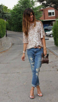 1/2 Sleeves Sequin Casual Loose Sexy Club Blouse - Oh Yours Fashion - 2