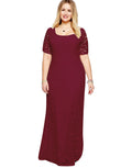 Plus Size Elegant Short Sleeve Lace Long Dress - Oh Yours Fashion - 6