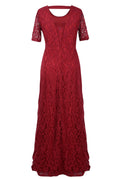 Plus Size Elegant Short Sleeve Lace Long Dress - Oh Yours Fashion - 9