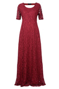 Plus Size Elegant Short Sleeve Lace Long Dress - Oh Yours Fashion - 8