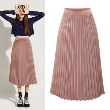 Solid Pleated Long Slim Skirt - Oh Yours Fashion - 1