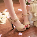Sweet Candy Color Bow Knot Thick Heel Platform Sandals - OhYoursFashion - 3