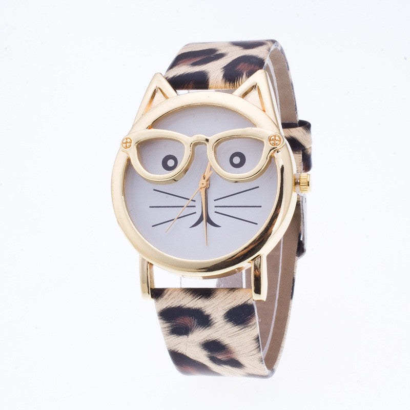 Cute Cartoon Glasses Cat Watch - Oh Yours Fashion - 1