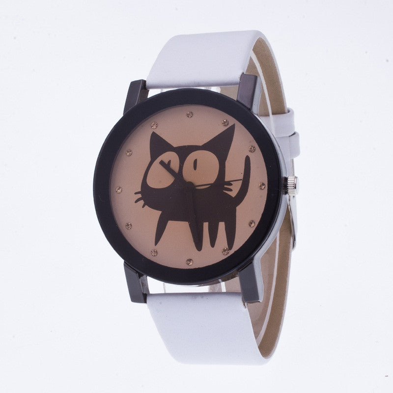 Sweet Cat Pattern Leather Watch - Oh Yours Fashion - 1