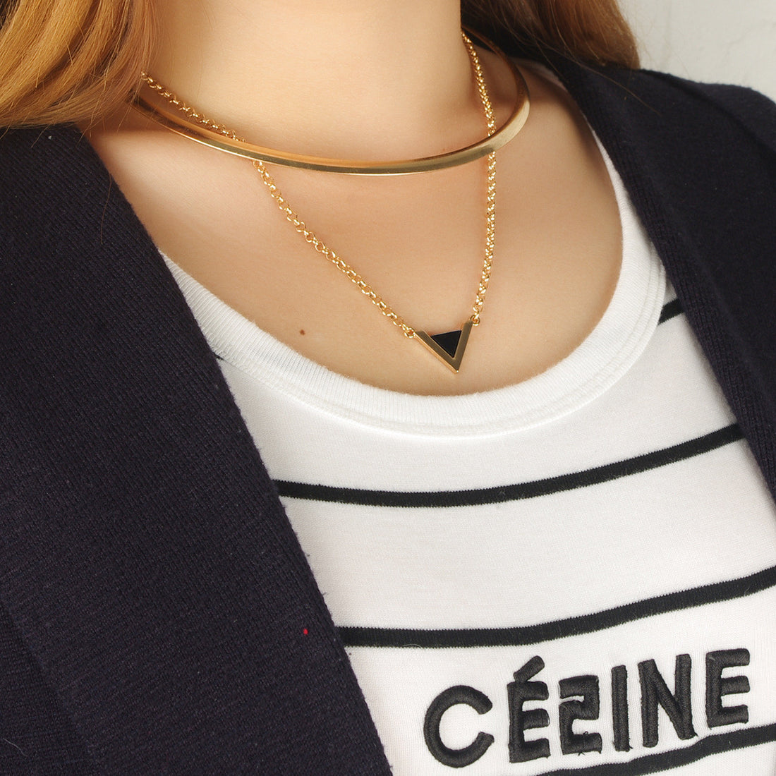 Geometry Triangle Pendant Loop Necklace - Oh Yours Fashion - 1